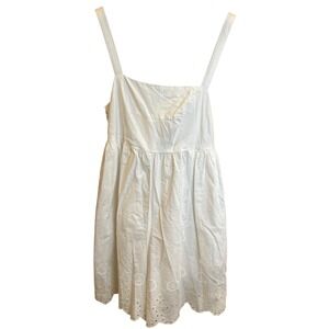 Maeve by‎ Anthropologie White Eyelet Mini Dress Smocked Back Size Small